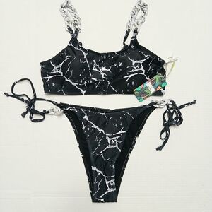 Peddney Black & White Marble Bikini Size Large